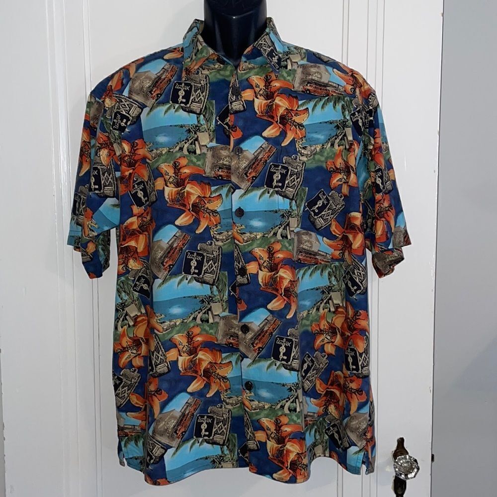 Consensus Sportswear blue & orange Hawaiian shirt‎